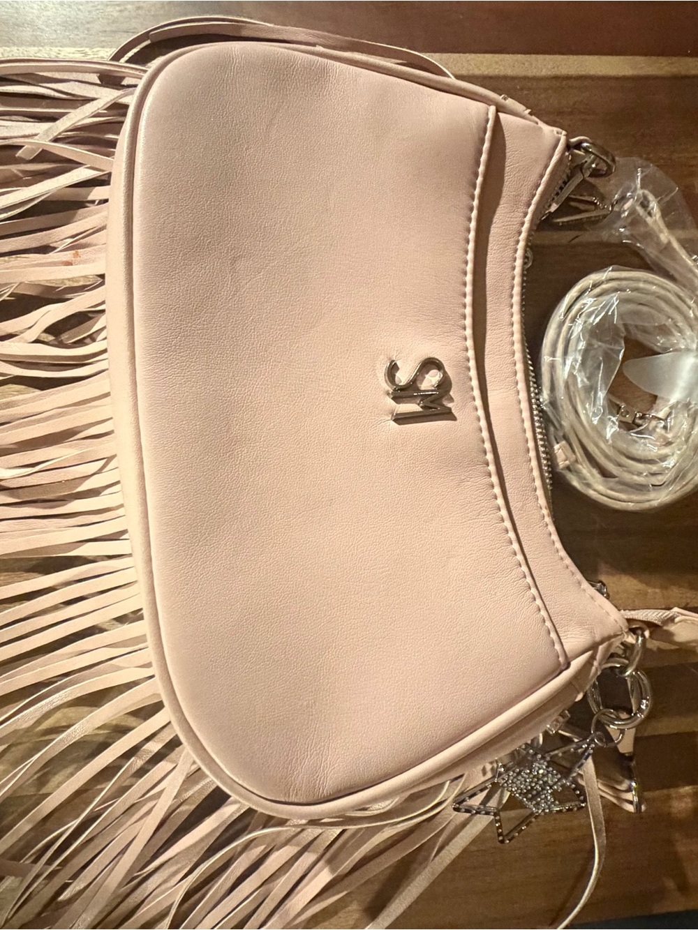 Steve Madden Blush Pink Fringe Crossbody Bag